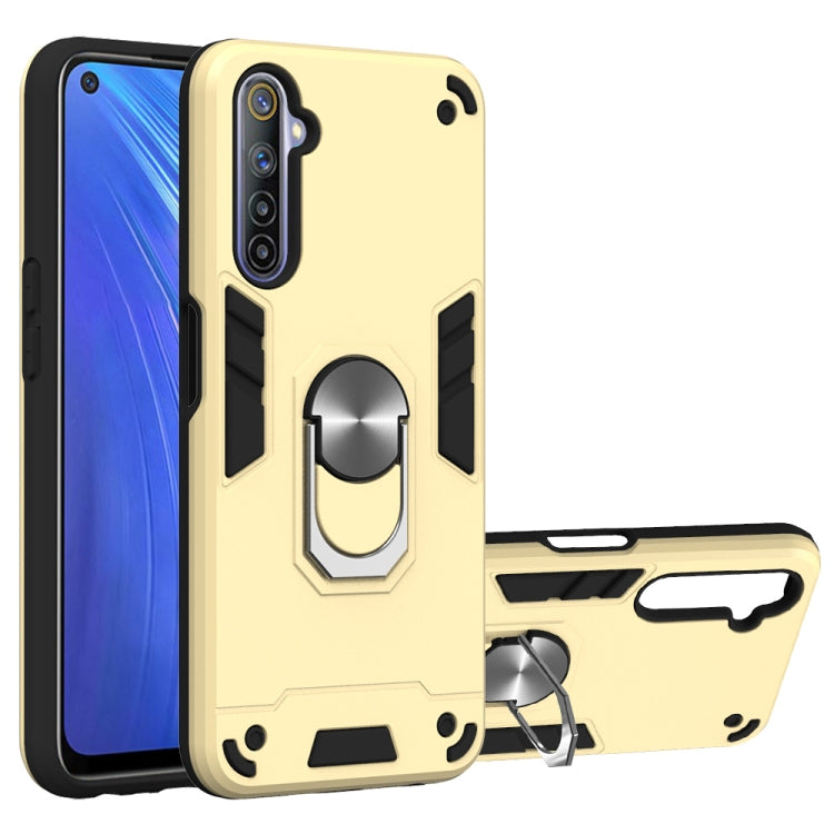 For OPPO Realme 6 2 in 1 Armour Series PC + TPU Protective Case with Ring Holder