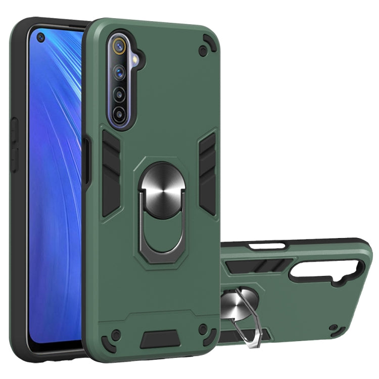 For OPPO Realme 6 2 in 1 Armour Series PC + TPU Protective Case with Ring Holder