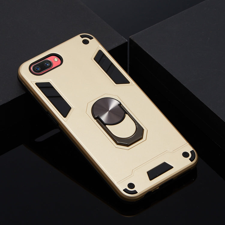 For OPPO A3s & A5 & Realme C1 2 in 1 Armour Series PC + TPU Protective Case with Ring Holder