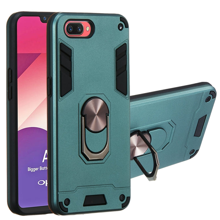 For OPPO A3s & A5 & Realme C1 2 in 1 Armour Series PC + TPU Protective Case with Ring Holder