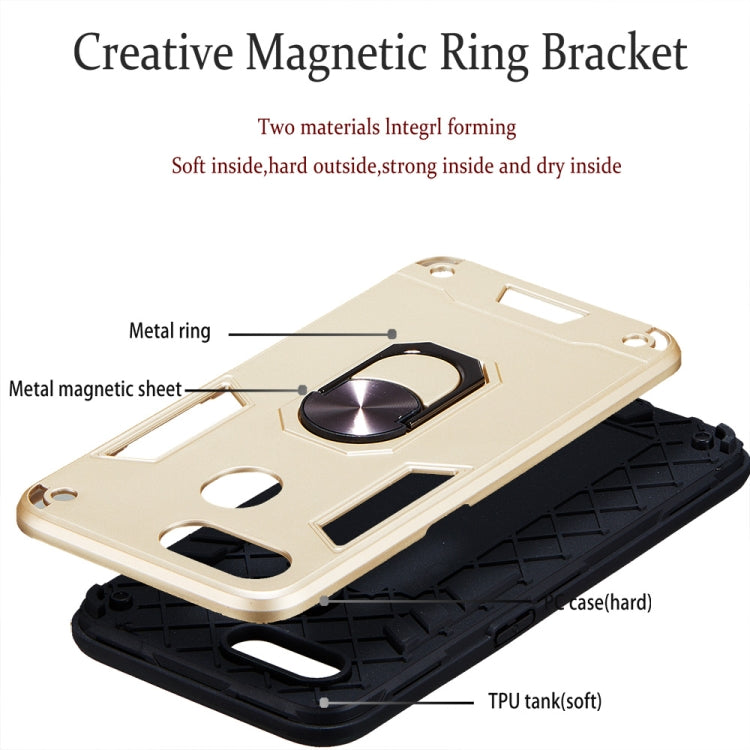For OPPO A5s & A7 2 in 1 Armour Series PC + TPU Protective Case with Ring Holder