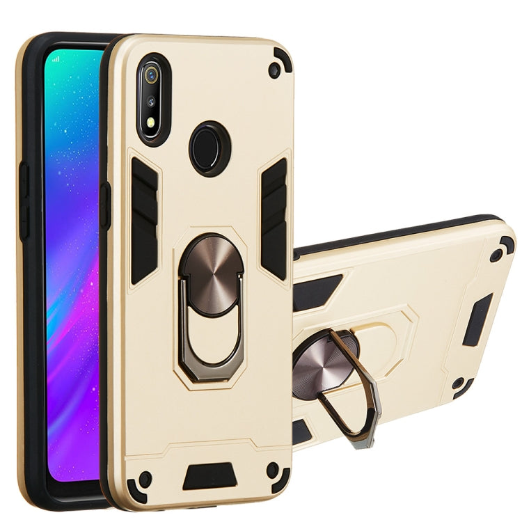 For OPPO Realme 3 2 in 1 Armour Series PC + TPU Protective Case with Ring Holder