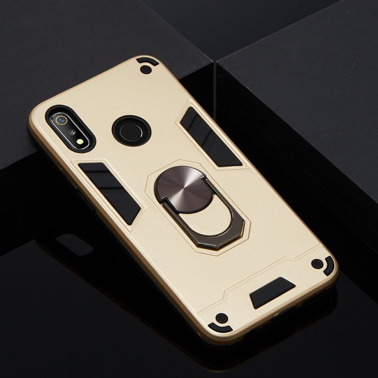 For OPPO Realme 3 2 in 1 Armour Series PC + TPU Protective Case with Ring Holder
