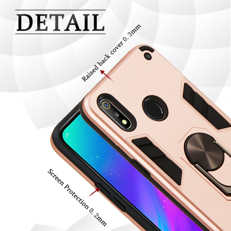For OPPO Realme 3 2 in 1 Armour Series PC + TPU Protective Case with Ring Holder