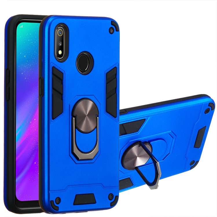 For OPPO Realme 3 2 in 1 Armour Series PC + TPU Protective Case with Ring Holder