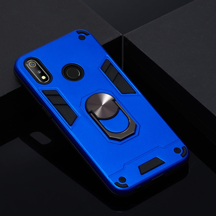 For OPPO Realme 3 2 in 1 Armour Series PC + TPU Protective Case with Ring Holder