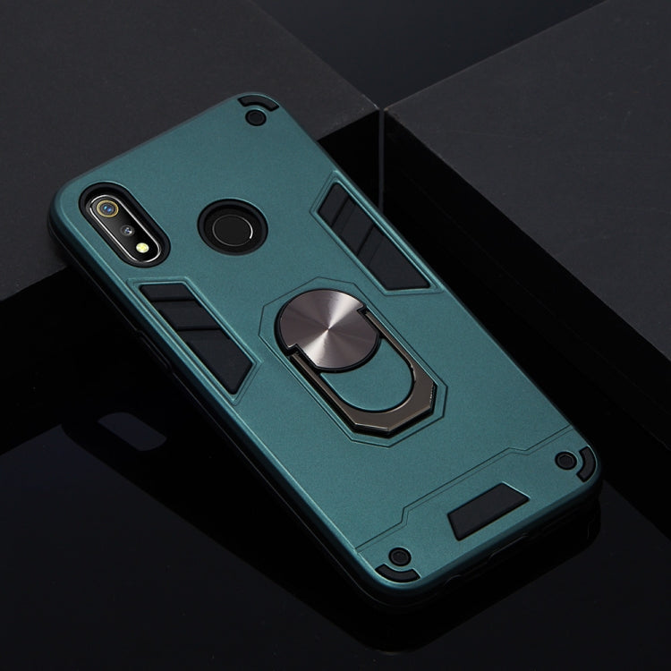 For OPPO Realme 3 2 in 1 Armour Series PC + TPU Protective Case with Ring Holder