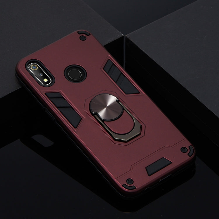 For OPPO Realme 3 2 in 1 Armour Series PC + TPU Protective Case with Ring Holder