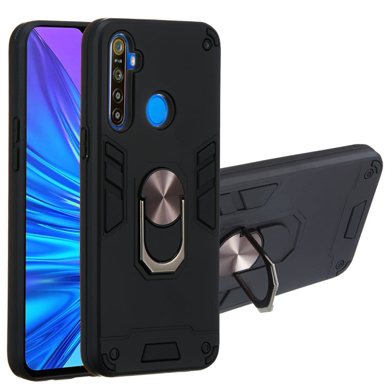 For OPPO Realme 5 2 in 1 Armour Series PC + TPU Protective Case with Ring Holder