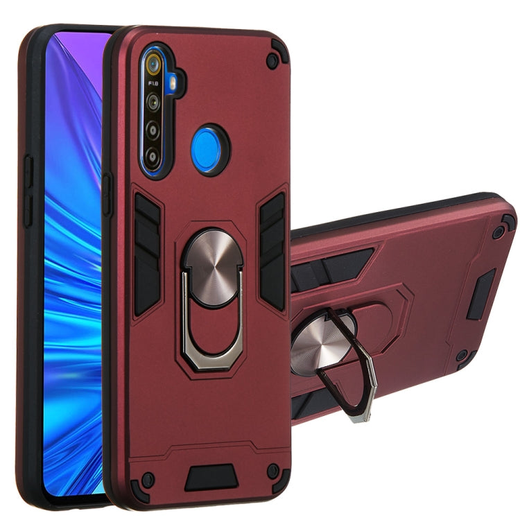 For OPPO Realme 5 2 in 1 Armour Series PC + TPU Protective Case with Ring Holder