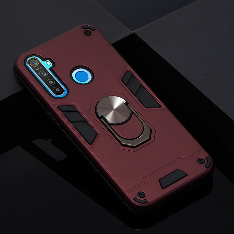 For OPPO Realme 5 2 in 1 Armour Series PC + TPU Protective Case with Ring Holder