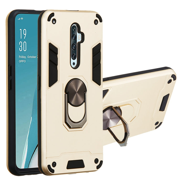 For OPPO Reno2 Z & Reno2 F 2 in 1 Armour Series PC + TPU Protective Case with Ring Holder