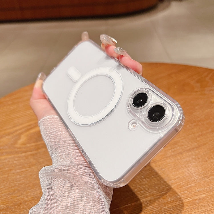For iPhone 16 Plus Fine Hole MagSafe Magnetic Clear Acrylic TPU Case - Transparent