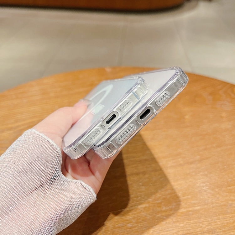 For iPhone 16 Plus Fine Hole MagSafe Magnetic Clear Acrylic TPU Case - Transparent