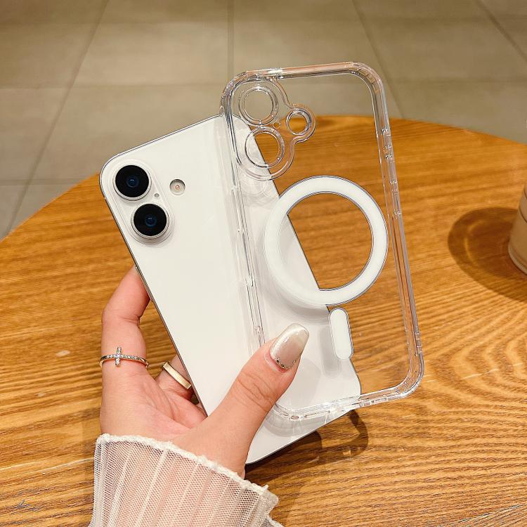 For iPhone 17 Fine Hole MagSafe Magnetic Clear Acrylic TPU Case - Transparent