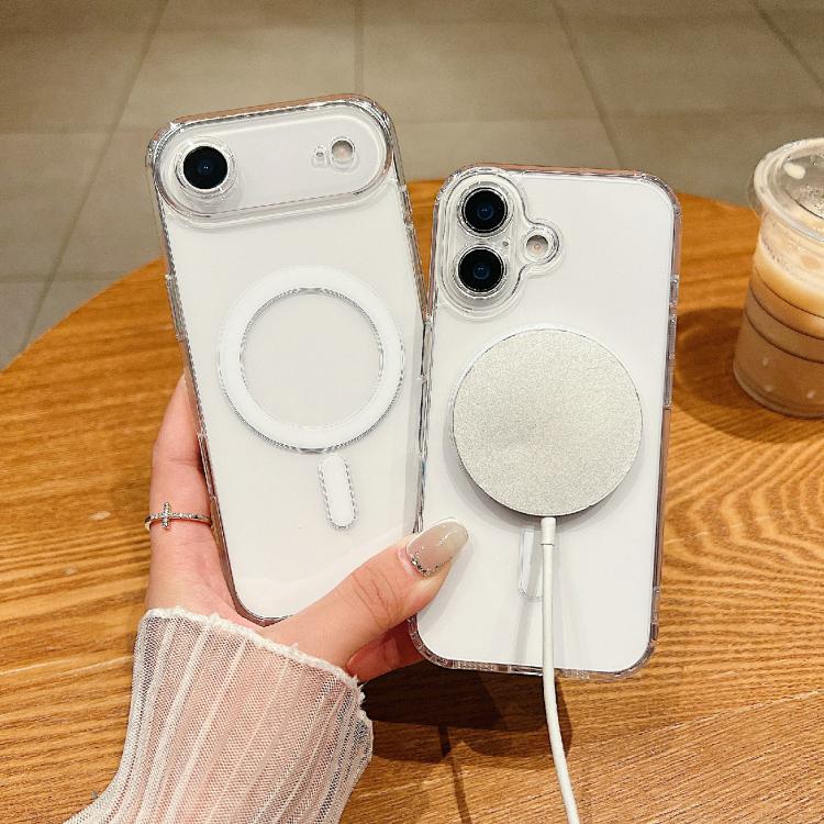 For iPhone 17 Fine Hole MagSafe Magnetic Clear Acrylic TPU Case - Transparent