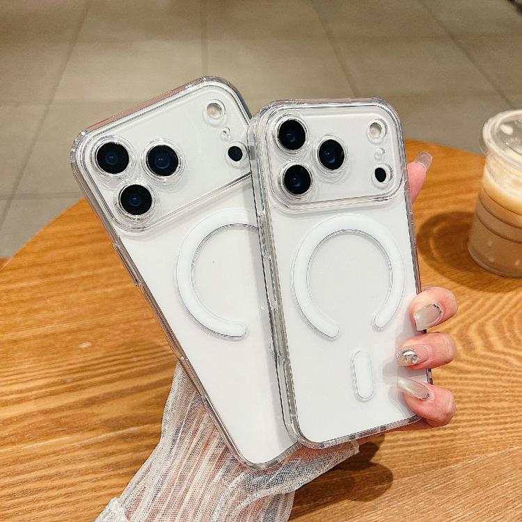 For iPhone 17 Pro Fine Hole MagSafe Magnetic Clear Acrylic TPU Case - Transparent