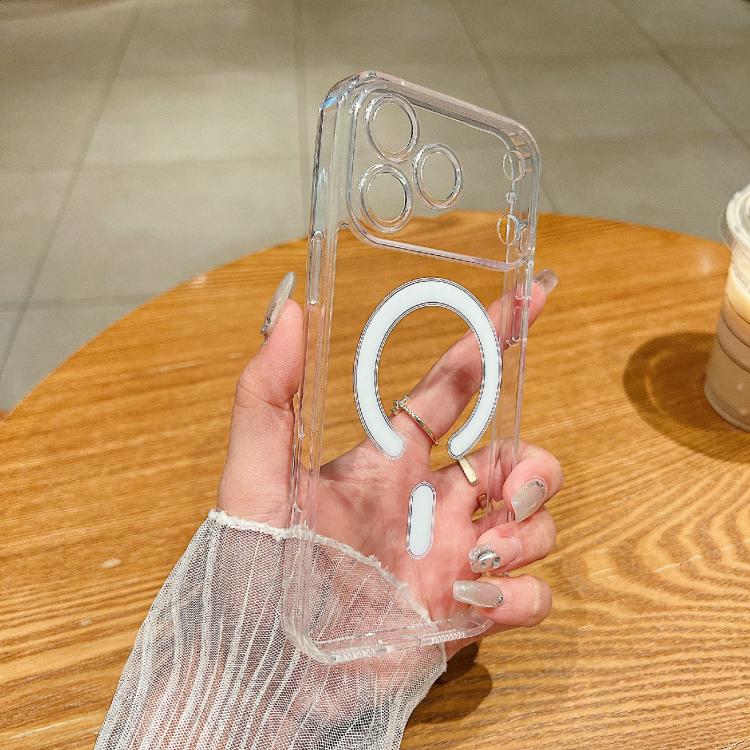 For iPhone 17 Pro Max Fine Hole MagSafe Magnetic Clear Acrylic TPU Case - Transparent