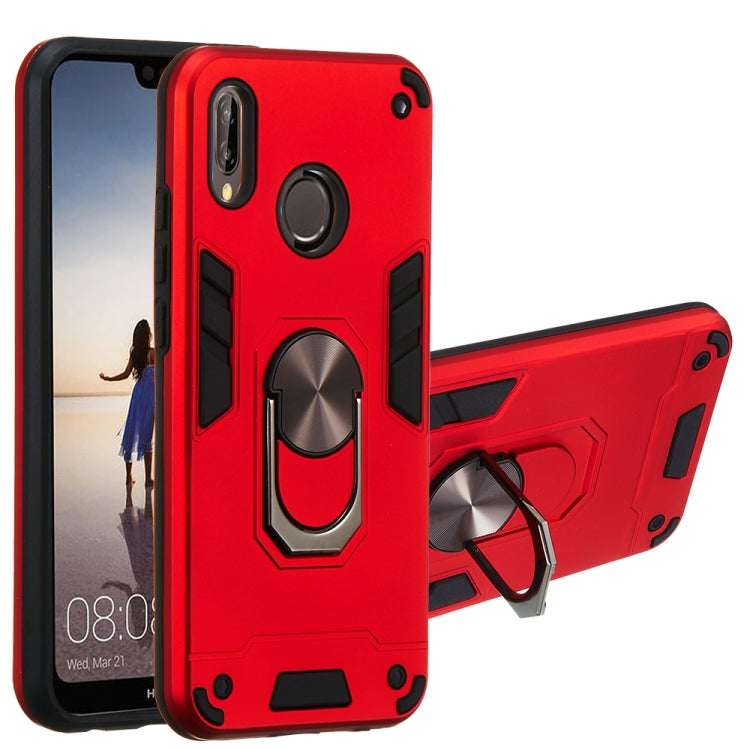 For Huawei P20 Lite / nova 3e 2 in 1 Armour Series PC + TPU Protective Case with Ring Holder