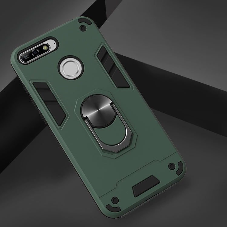 For Huawei Y6 (2018) 2 in 1 Armour Series PC + TPU Protective Case with Ring Holder