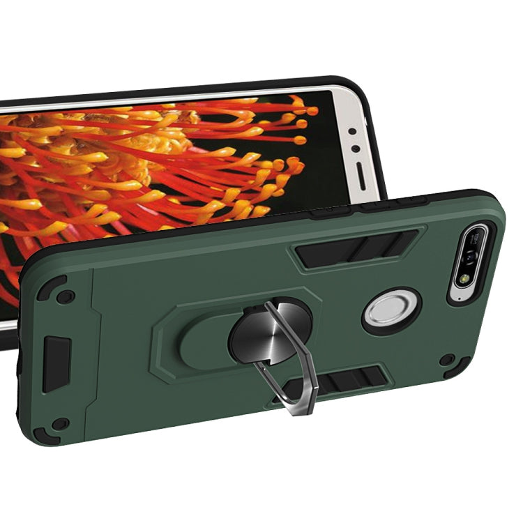 For Huawei Y6 (2018) 2 in 1 Armour Series PC + TPU Protective Case with Ring Holder