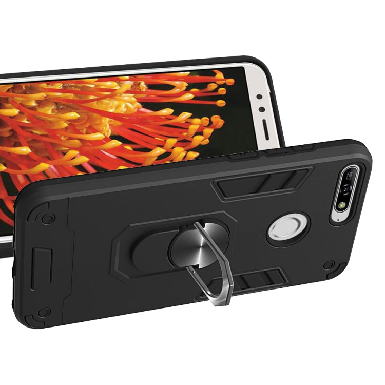 For Huawei Y6 (2018) 2 in 1 Armour Series PC + TPU Protective Case with Ring Holder