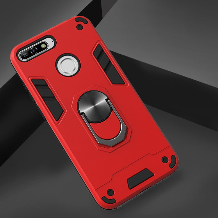 For Huawei Y6 (2018) 2 in 1 Armour Series PC + TPU Protective Case with Ring Holder