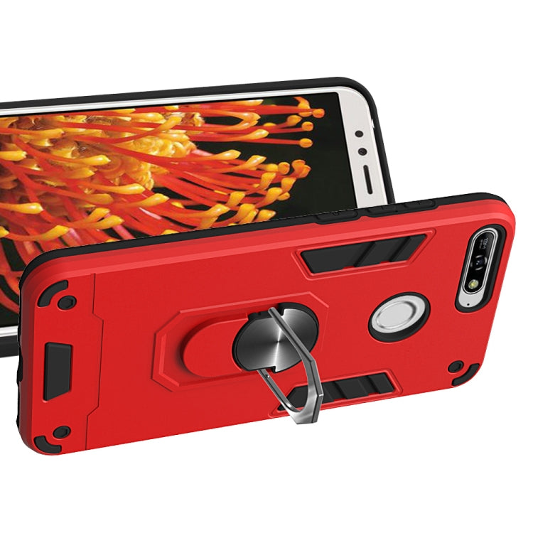 For Huawei Y6 (2018) 2 in 1 Armour Series PC + TPU Protective Case with Ring Holder