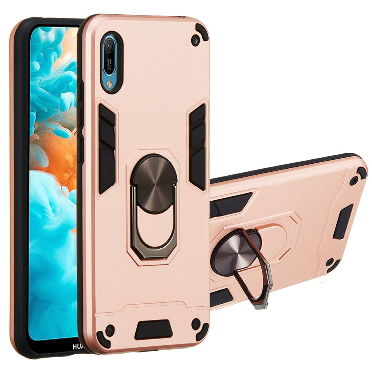For Huawei Y6 Pro (2019) 2 in 1 Armour Series PC + TPU Protective Case with Ring Holder
