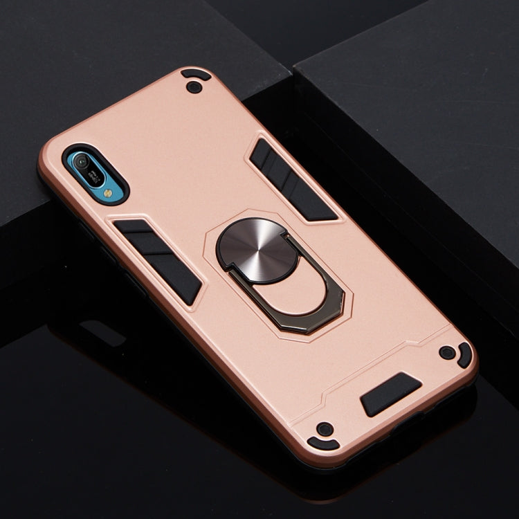 For Huawei Y6 Pro (2019) 2 in 1 Armour Series PC + TPU Protective Case with Ring Holder