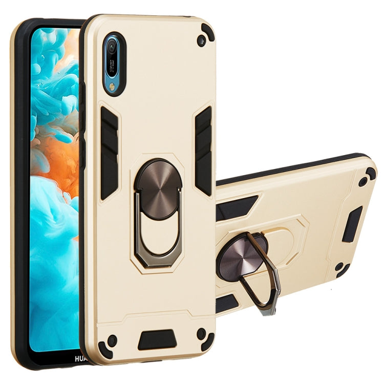 For Huawei Y6 Pro (2019) 2 in 1 Armour Series PC + TPU Protective Case with Ring Holder