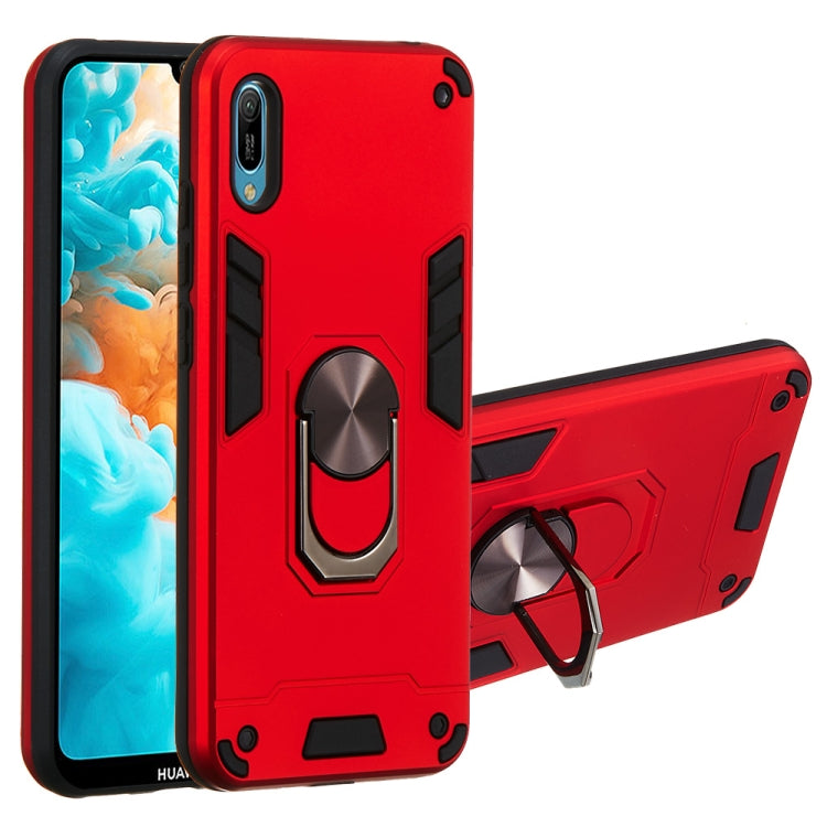 For Huawei Y6 Pro (2019) 2 in 1 Armour Series PC + TPU Protective Case with Ring Holder