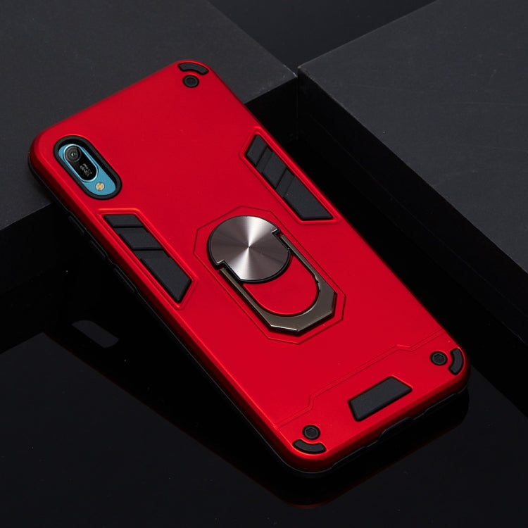 For Huawei Y6 Pro (2019) 2 in 1 Armour Series PC + TPU Protective Case with Ring Holder