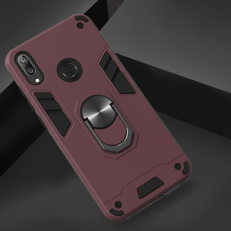 For Huawei Y7 (2019) / Y7 Prime (2019) 2 in 1 Armour Series PC + TPU Protective Case with Ring Holder