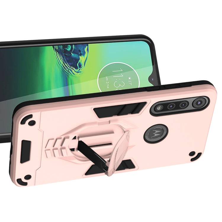 For Motorola Moto G8 Play 2 in 1 Armor Knight Series PC + TPU Protective Case with Invisible Holder