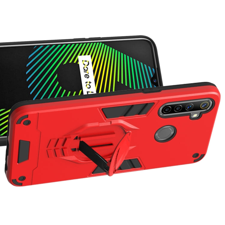 For OPPO Realme 5 2 in 1 Armor Knight Series PC + TPU Protective Case with Invisible Holder