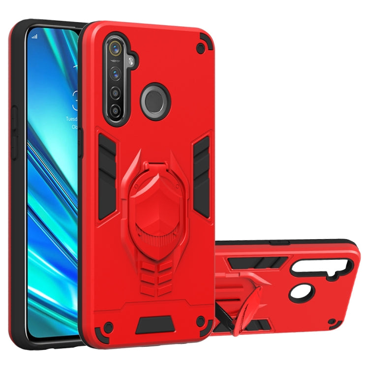 For OPPO Realme 5 Pro 2 in 1 Armor Knight Series PC + TPU Protective Case with Invisible Holder