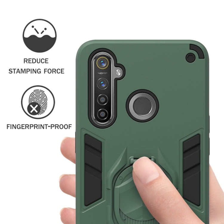 For OPPO Realme 5 Pro 2 in 1 Armor Knight Series PC + TPU Protective Case with Invisible Holder