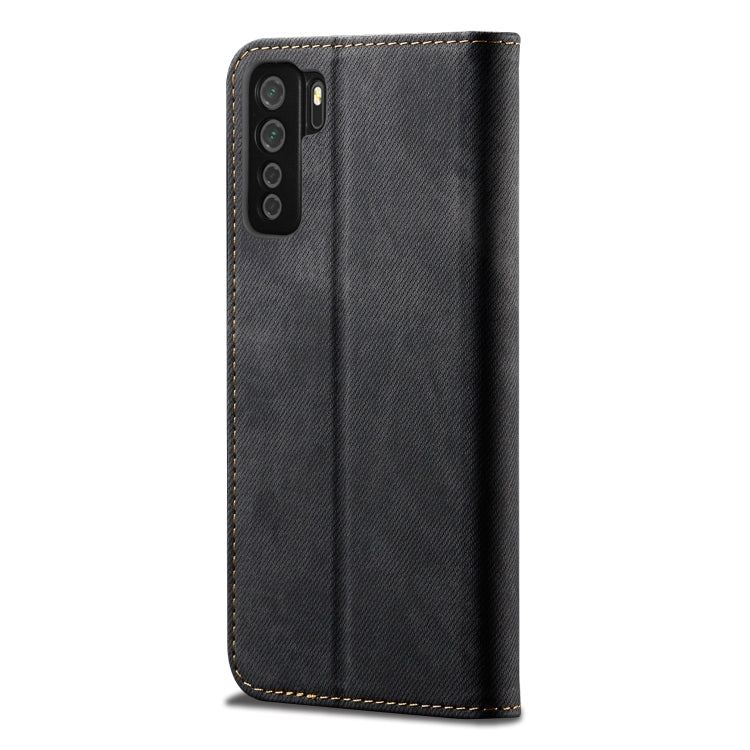 For Huawei Nova 7 SE / P40 Lite 5G Denim Texture Casual Style Horizontal Flip Leather Case with Holder & Card Slots & Wallet