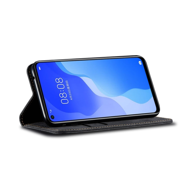 For Huawei Nova 7 SE / P40 Lite 5G Denim Texture Casual Style Horizontal Flip Leather Case with Holder & Card Slots & Wallet