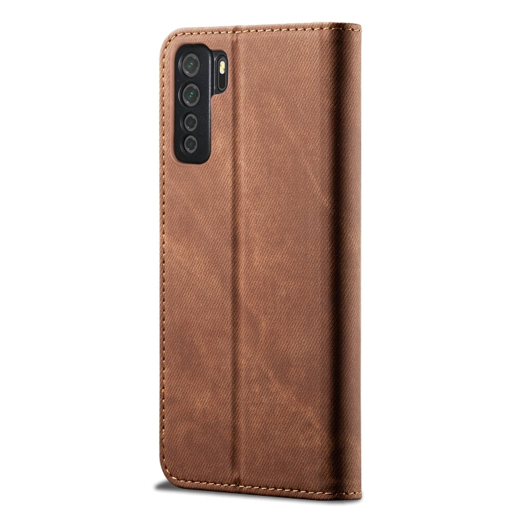 For Huawei Nova 7 SE / P40 Lite 5G Denim Texture Casual Style Horizontal Flip Leather Case with Holder & Card Slots & Wallet