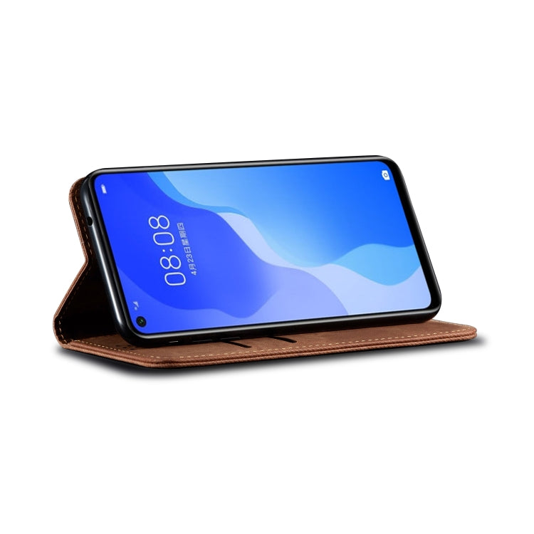 For Huawei Nova 7 SE / P40 Lite 5G Denim Texture Casual Style Horizontal Flip Leather Case with Holder & Card Slots & Wallet