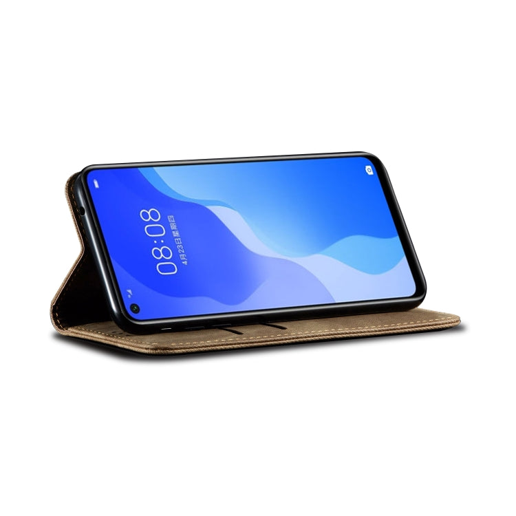 For Huawei Nova 7 SE / P40 Lite 5G Denim Texture Casual Style Horizontal Flip Leather Case with Holder & Card Slots & Wallet