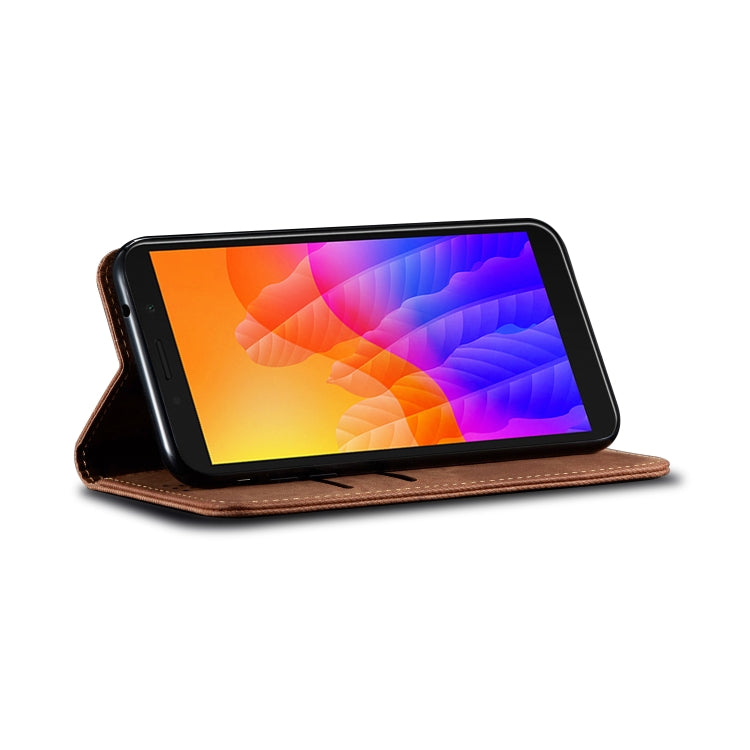 For Huawei Y5P Denim Texture Casual Style Horizontal Flip Leather Case with Holder & Card Slots & Wallet