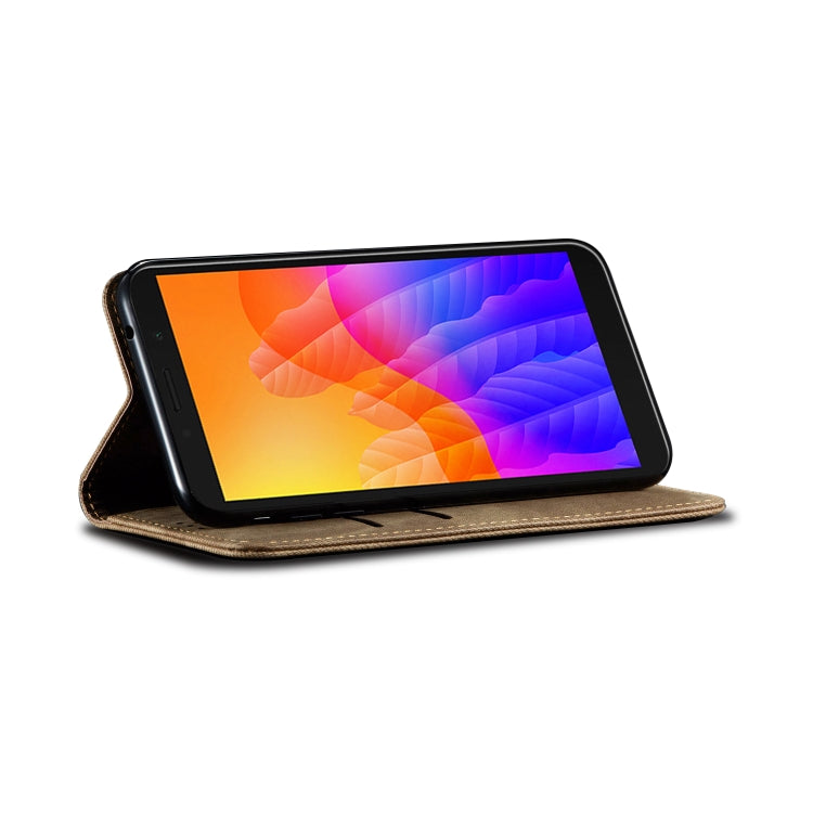 For Huawei Y5P Denim Texture Casual Style Horizontal Flip Leather Case with Holder & Card Slots & Wallet