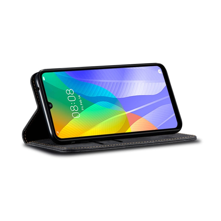 For Huawei Y6P Denim Texture Casual Style Horizontal Flip Leather Case with Holder & Card Slots & Wallet