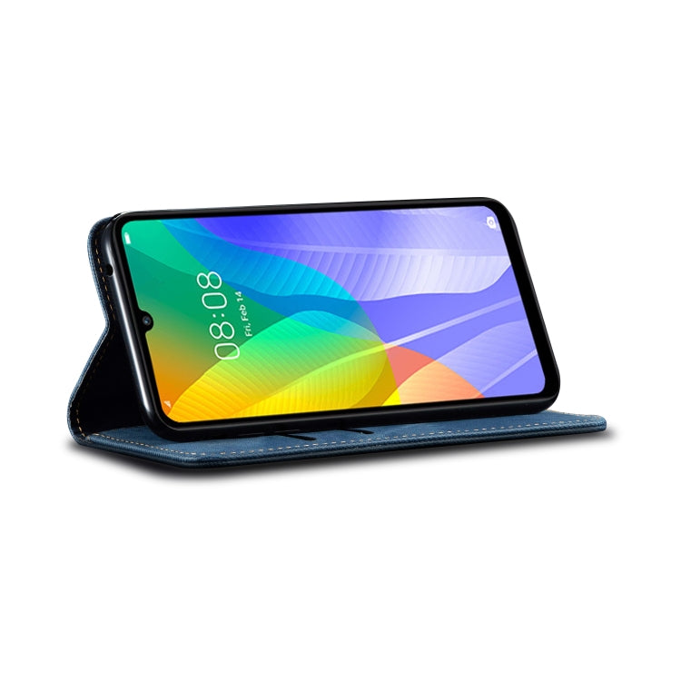 For Huawei Y6P Denim Texture Casual Style Horizontal Flip Leather Case with Holder & Card Slots & Wallet