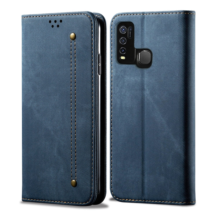 For Vivo Y50 Denim Texture Casual Style Horizontal Flip Leather Case with Holder & Card Slots & Wallet