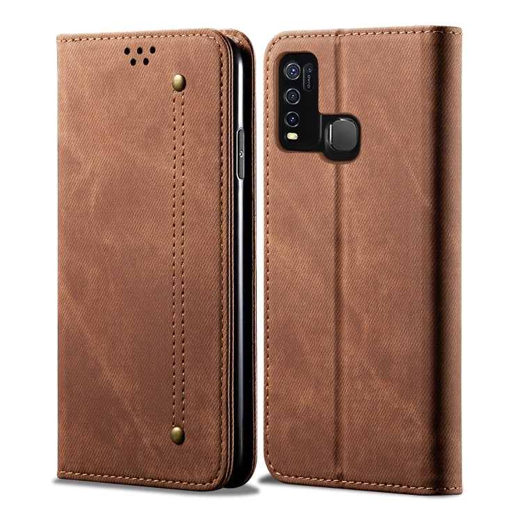 For Vivo Y50 Denim Texture Casual Style Horizontal Flip Leather Case with Holder & Card Slots & Wallet