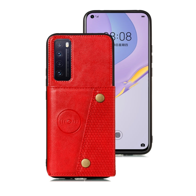 For Huawei nova 7 Pro 5G Double Buckle PU + TPU Shockproof Magnetic Protective Case with Card Slot